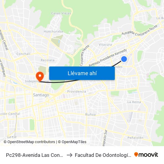 Pc298-Avenida Las Condes / Esq. Av. Las Tranqueras to Facultad De Odontología De La Universidad De Chile map