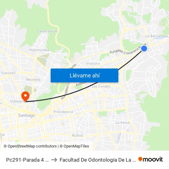 Pc291-Parada 4 / Cantagallo to Facultad De Odontología De La Universidad De Chile map