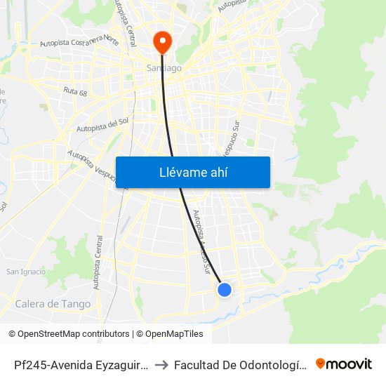 Pf245-Avenida Eyzaguirre / Esq. Ejército Libertador to Facultad De Odontología De La Universidad De Chile map