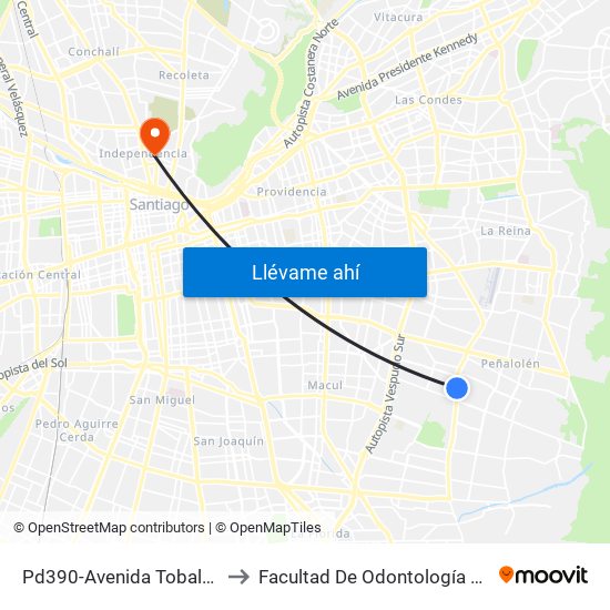 Pd390-Avenida Tobalaba / Esq. Camilo Mori to Facultad De Odontología De La Universidad De Chile map