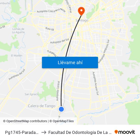 Pg1745-Parada 2 / Est.Nos to Facultad De Odontología De La Universidad De Chile map