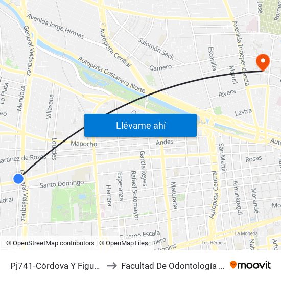 Pj741-Córdova Y Figueroa / Esq. Av.San Pablo to Facultad De Odontología De La Universidad De Chile map