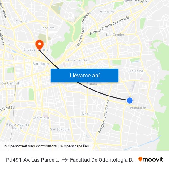 Pd491-Av. Las Parcelas / Esq. Pasaje 445 to Facultad De Odontología De La Universidad De Chile map