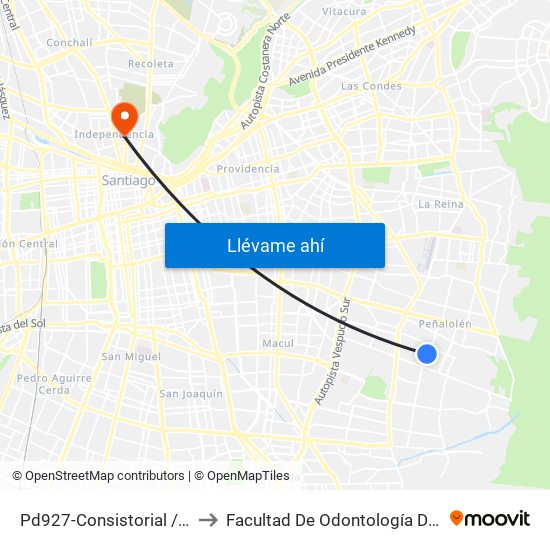 Pd927-Consistorial / Esq. Francisco Otta to Facultad De Odontología De La Universidad De Chile map