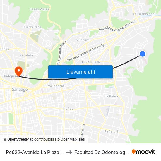Pc622-Avenida La Plaza / Esq. Av. Mons. A. Del Portillo to Facultad De Odontología De La Universidad De Chile map