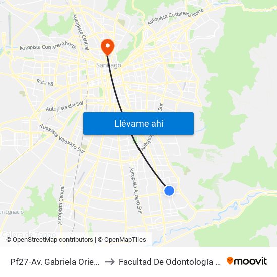 Pf27-Av. Gabriela Oriente / Esq. Los Azahares to Facultad De Odontología De La Universidad De Chile map