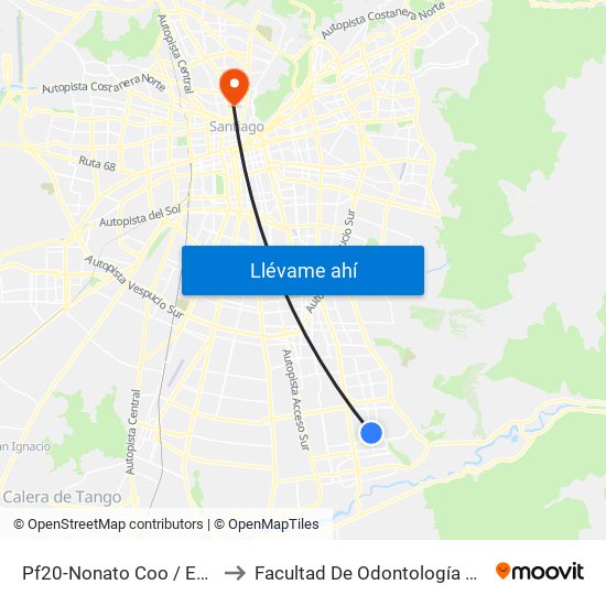 Pf20-Nonato Coo / Esq. Las Nieves-Oriente to Facultad De Odontología De La Universidad De Chile map