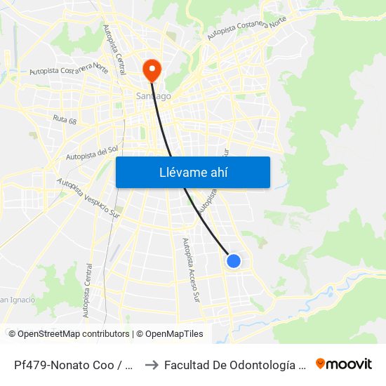 Pf479-Nonato Coo / Esq. Avenida Los Toros to Facultad De Odontología De La Universidad De Chile map