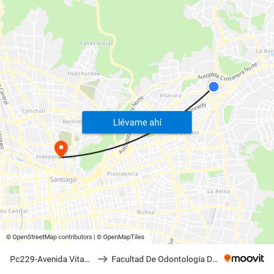 Pc229-Avenida Vitacura / Esq. Lo Matta to Facultad De Odontología De La Universidad De Chile map