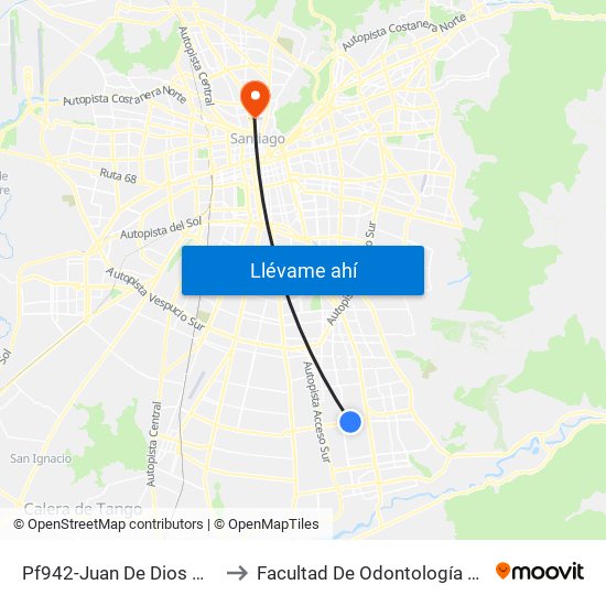 Pf942-Juan De Dios Malebrán / Esq. Llantén to Facultad De Odontología De La Universidad De Chile map