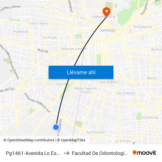 Pg1461-Avenida Lo Espejo / Esq. Altura Del 2700 to Facultad De Odontología De La Universidad De Chile map