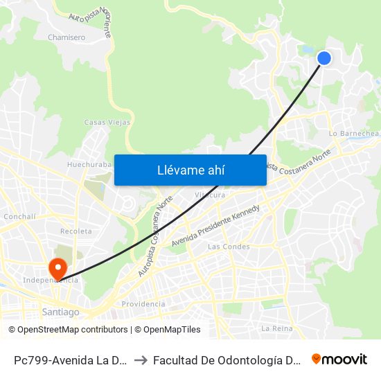 Pc799-Avenida La Dehesa / Esq. Berna to Facultad De Odontología De La Universidad De Chile map