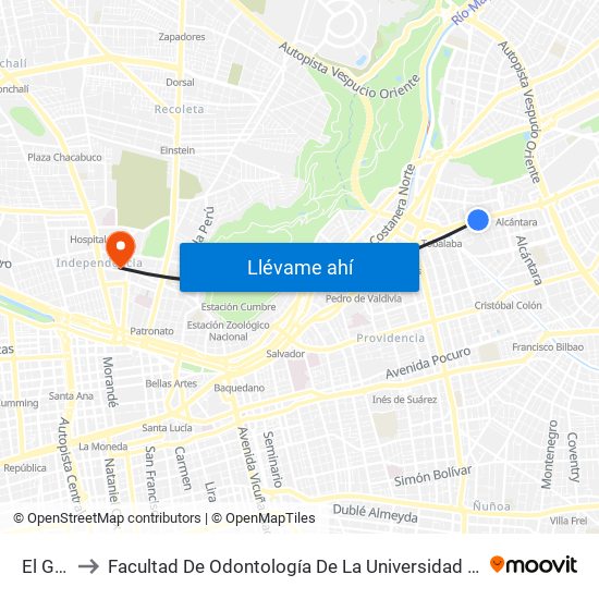 El Golf to Facultad De Odontología De La Universidad De Chile map