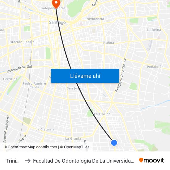 Trinidad to Facultad De Odontología De La Universidad De Chile map