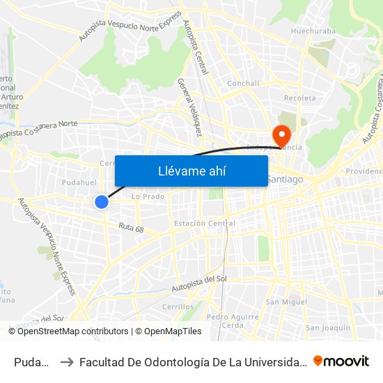 Pudahuel to Facultad De Odontología De La Universidad De Chile map