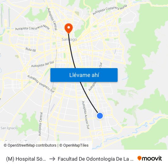 (M) Hospital Sótero Del Río to Facultad De Odontología De La Universidad De Chile map
