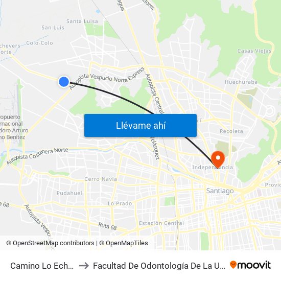 Camino Lo Echevers, 311 to Facultad De Odontología De La Universidad De Chile map