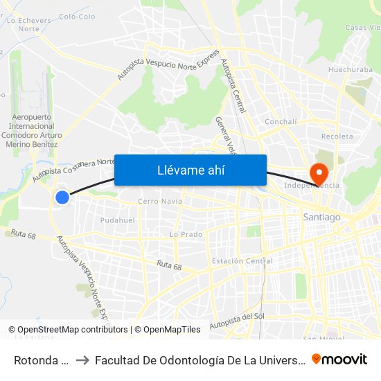 Rotonda Enea to Facultad De Odontología De La Universidad De Chile map