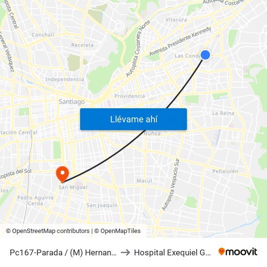 Pc167-Parada / (M) Hernando De Magallanes to Hospital Exequiel Gonzalez Cortez map
