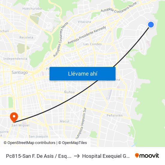 Pc815-San F. De Asís / Esq. Avenida La Plaza to Hospital Exequiel Gonzalez Cortez map