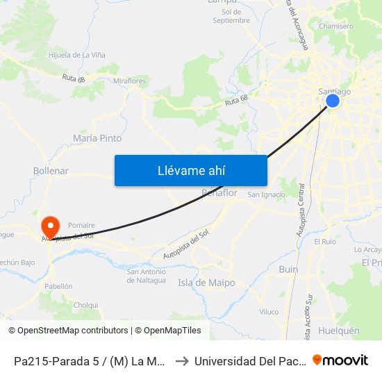 Pa215-Parada 5 / (M) La Moneda to Universidad Del Pacífico map