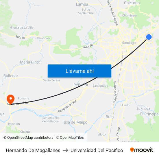 Hernando De Magallanes to Universidad Del Pacífico map