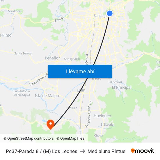 Pc37-Parada 8 / (M) Los Leones to Medialuna Pintue map