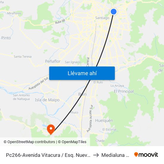 Pc266-Avenida Vitacura / Esq. Nueva Costanera to Medialuna Pintue map