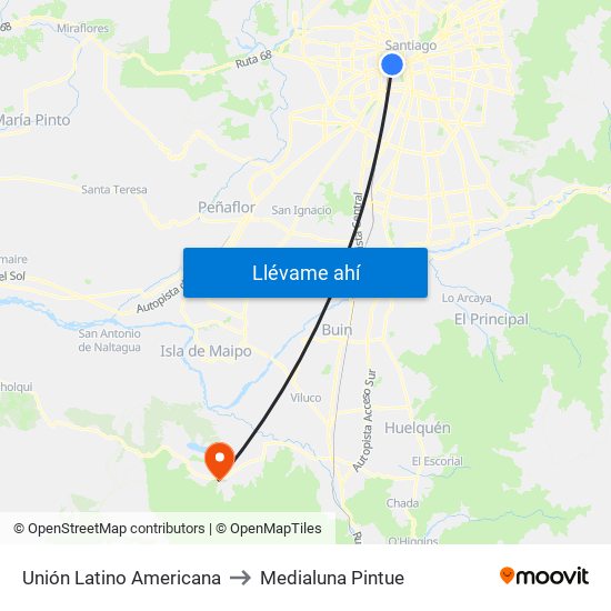 Unión Latino Americana to Medialuna Pintue map