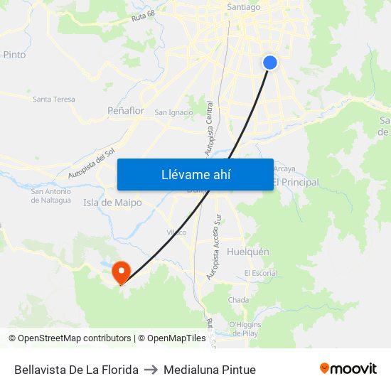 Bellavista De La Florida to Medialuna Pintue map