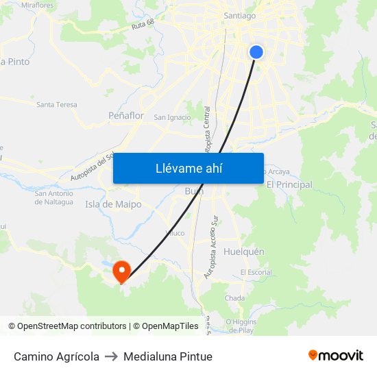 Camino Agrícola to Medialuna Pintue map