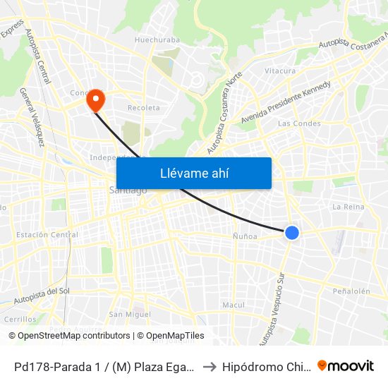 Pd178-Parada 1 / (M) Plaza Egaña to Hipódromo Chile map