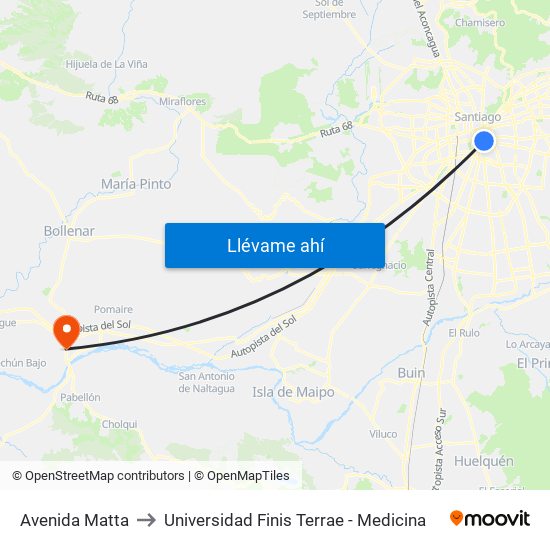 Avenida Matta to Universidad Finis Terrae - Medicina map