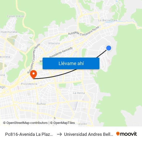 Pc816-Avenida La Plaza / Esq. Rep. De Hondura to Universidad Andres Bello, Facultad De Negocios map