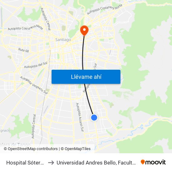 Hospital Sótero Del Río to Universidad Andres Bello, Facultad De Negocios map