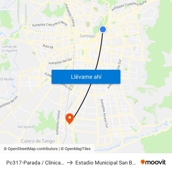 Pc317-Parada / Clínica Indisa to Estadio Municipal San Bernardo map