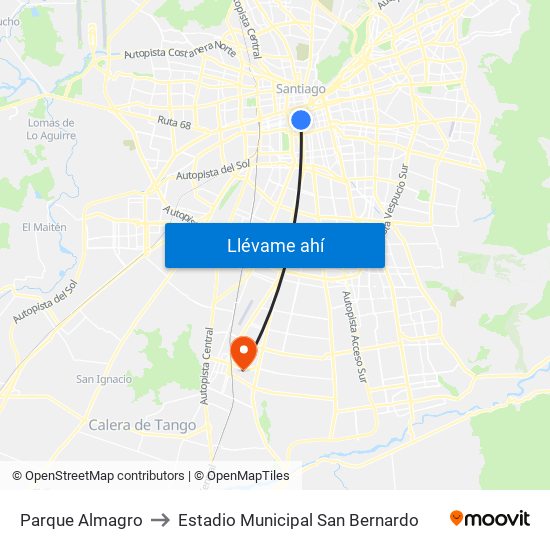 Parque Almagro to Estadio Municipal San Bernardo map