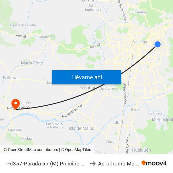 Pd357-Parada 5 / (M) Príncipe De Gales to Aeródromo Melipilla map