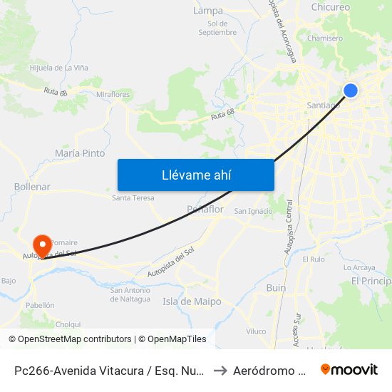 Pc266-Avenida Vitacura / Esq. Nueva Costanera to Aeródromo Melipilla map