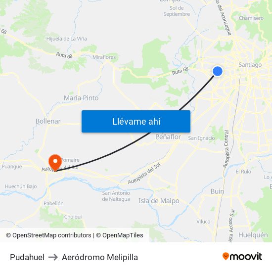 Pudahuel to Aeródromo Melipilla map