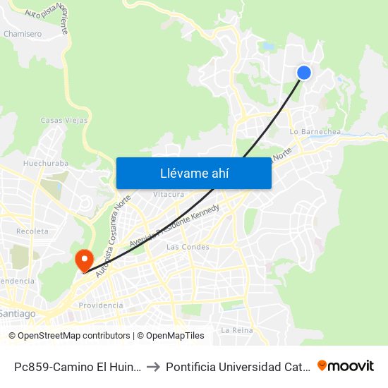 Pc859-Camino El Huinganal / Esq. Camino Del Yunque to Pontificia Universidad Católica De Chile - Campus Lo Contador map