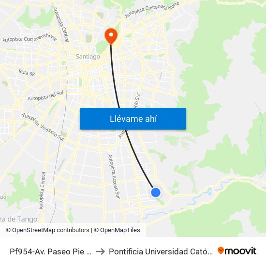 Pf954-Av. Paseo Pie Andino / Esq. Cerro Paranal to Pontificia Universidad Católica De Chile - Campus Lo Contador map