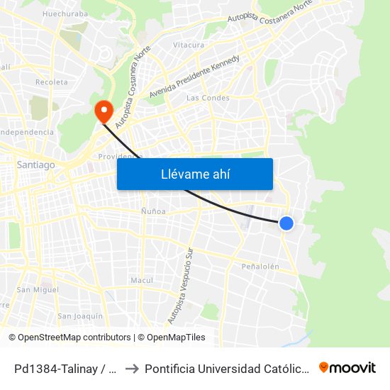 Pd1384-Talinay / Esq. Av. Las Perdices to Pontificia Universidad Católica De Chile - Campus Lo Contador map