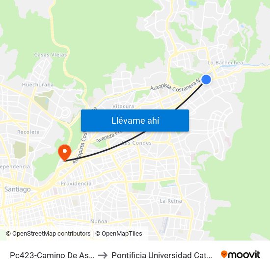 Pc423-Camino De Asis / Esq. Escrivá De Balaguer to Pontificia Universidad Católica De Chile - Campus Lo Contador map