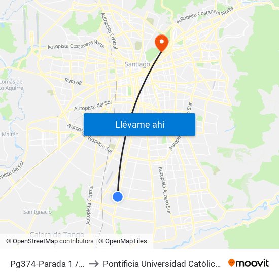 Pg374-Parada 1 / (M) Hospital El Pino to Pontificia Universidad Católica De Chile - Campus Lo Contador map