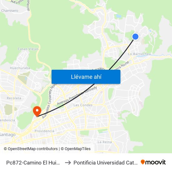 Pc872-Camino El Huinganal / Esq. Camino Del Pregón to Pontificia Universidad Católica De Chile - Campus Lo Contador map