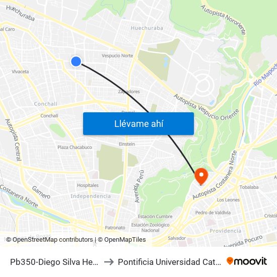 Pb350-Diego Silva Henríquez / Esq. General Gambino to Pontificia Universidad Católica De Chile - Campus Lo Contador map