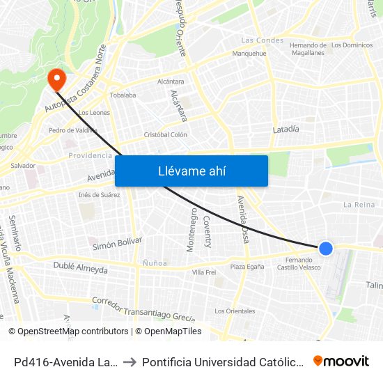 Pd416-Avenida Larrain / Esq. Pepe Vila to Pontificia Universidad Católica De Chile - Campus Lo Contador map