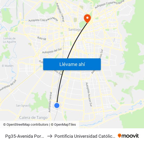 Pg35-Avenida Portales / Esq. Esmeralda to Pontificia Universidad Católica De Chile - Campus Lo Contador map