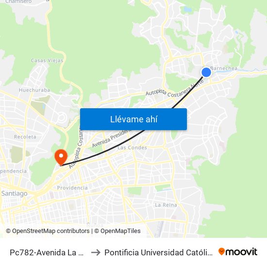 Pc782-Avenida La Dehesa / Esq. Raúl Labbé to Pontificia Universidad Católica De Chile - Campus Lo Contador map